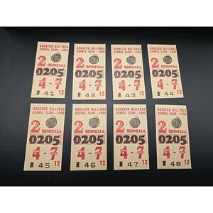Vinatge Betting Ticket Greater Billings Kennel Club 1959 Set Of 8